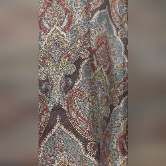 Custom Made Black-Out Lined Drapes 2 Panels 26x98 Damask Mixed Pattern Curtains - Picture 9 of 12